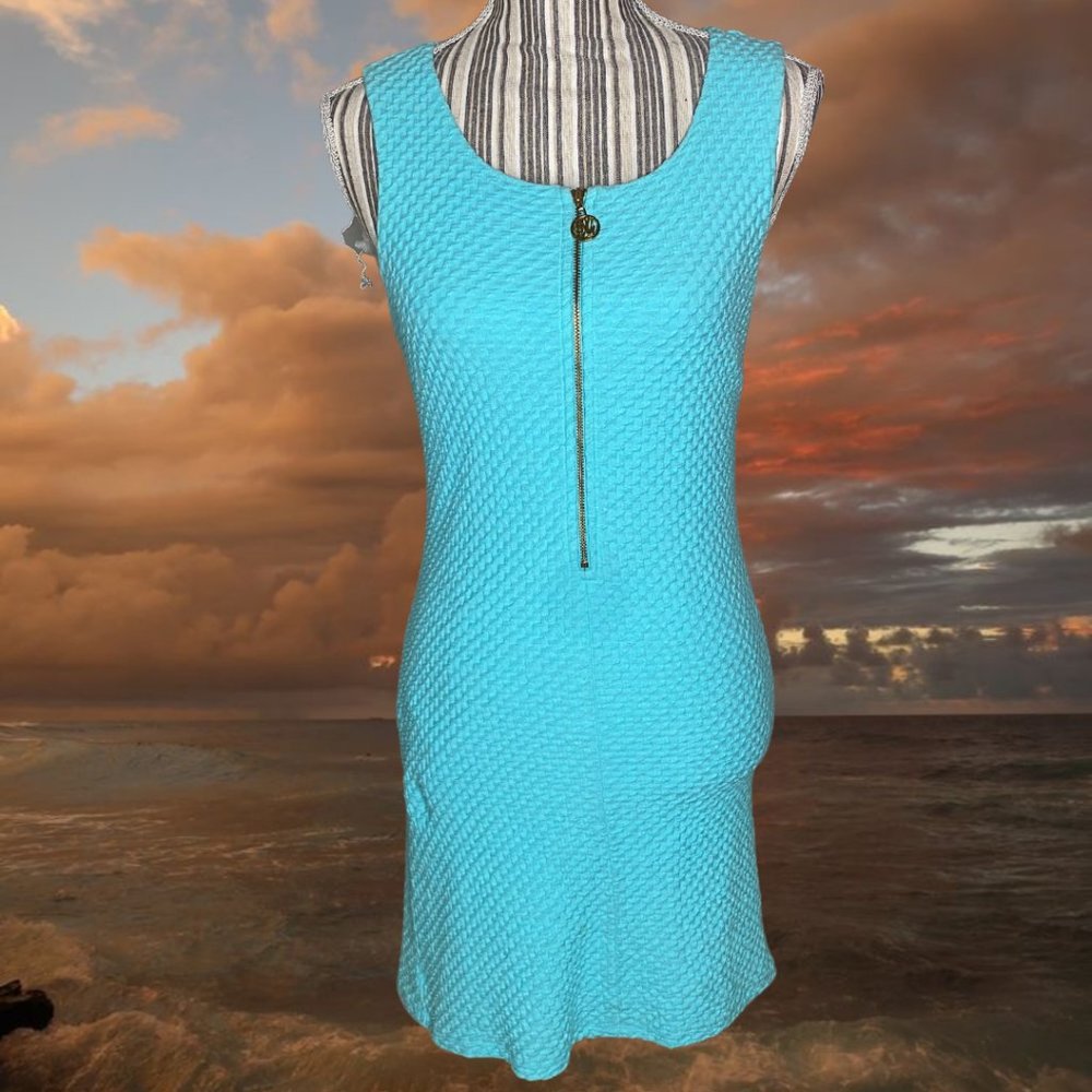 NWOT Lilly Pulitzer Blue Waffle Knit Shift Dress Nautical Beachy Preppy Bright